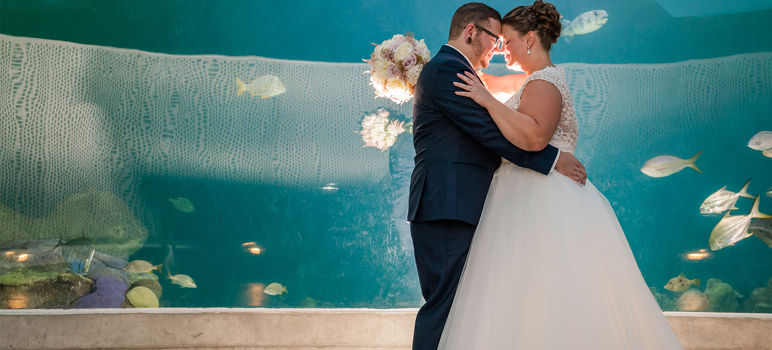 couple in front of aquarium