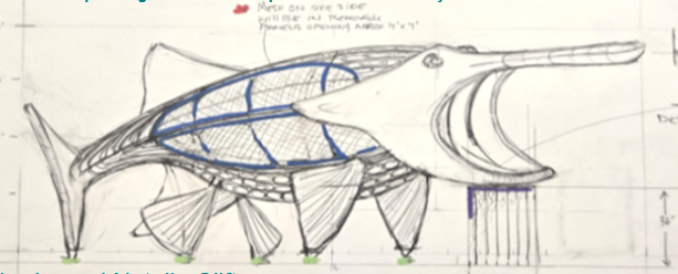 paddlefish sculpture illustration