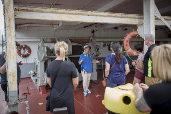 tour on the William M. Black Dredge Boat