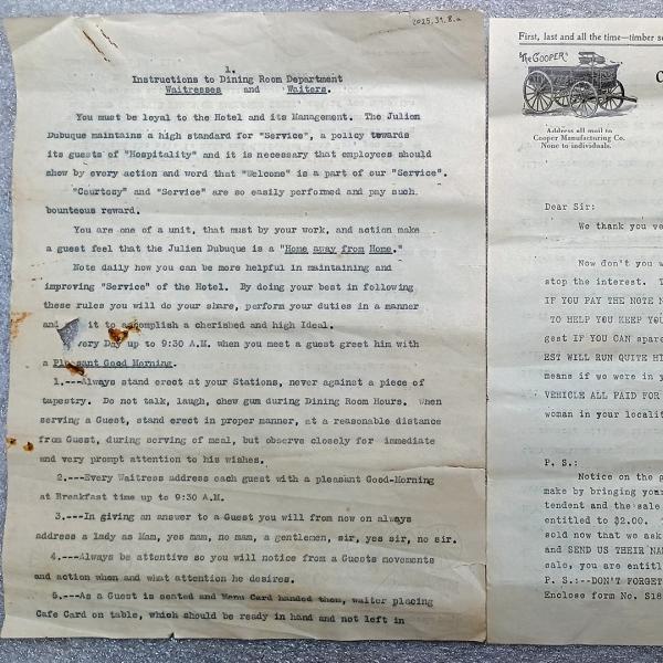 Hotel Julien Dubuque Dining Instructions