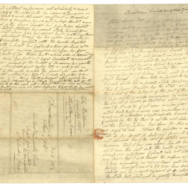 Letter Regarding the Pennsylvania and Ohio Canal