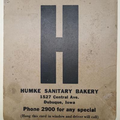 Instructional sign from the Humke Sanitary Bakery of Dubuque