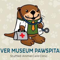 The River Museum Pawspital logo featuring Sippi the Otter dressed as a doctor